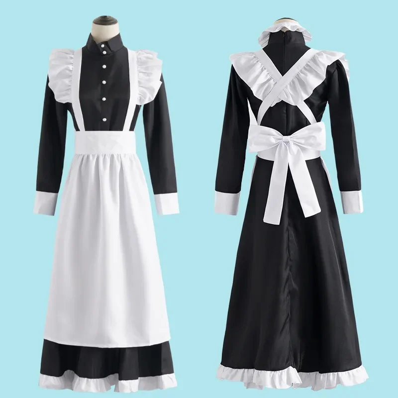 Anime Cosplay Shop - Klasyczna czarno-biała sukienka pokojówki w brytyjskim