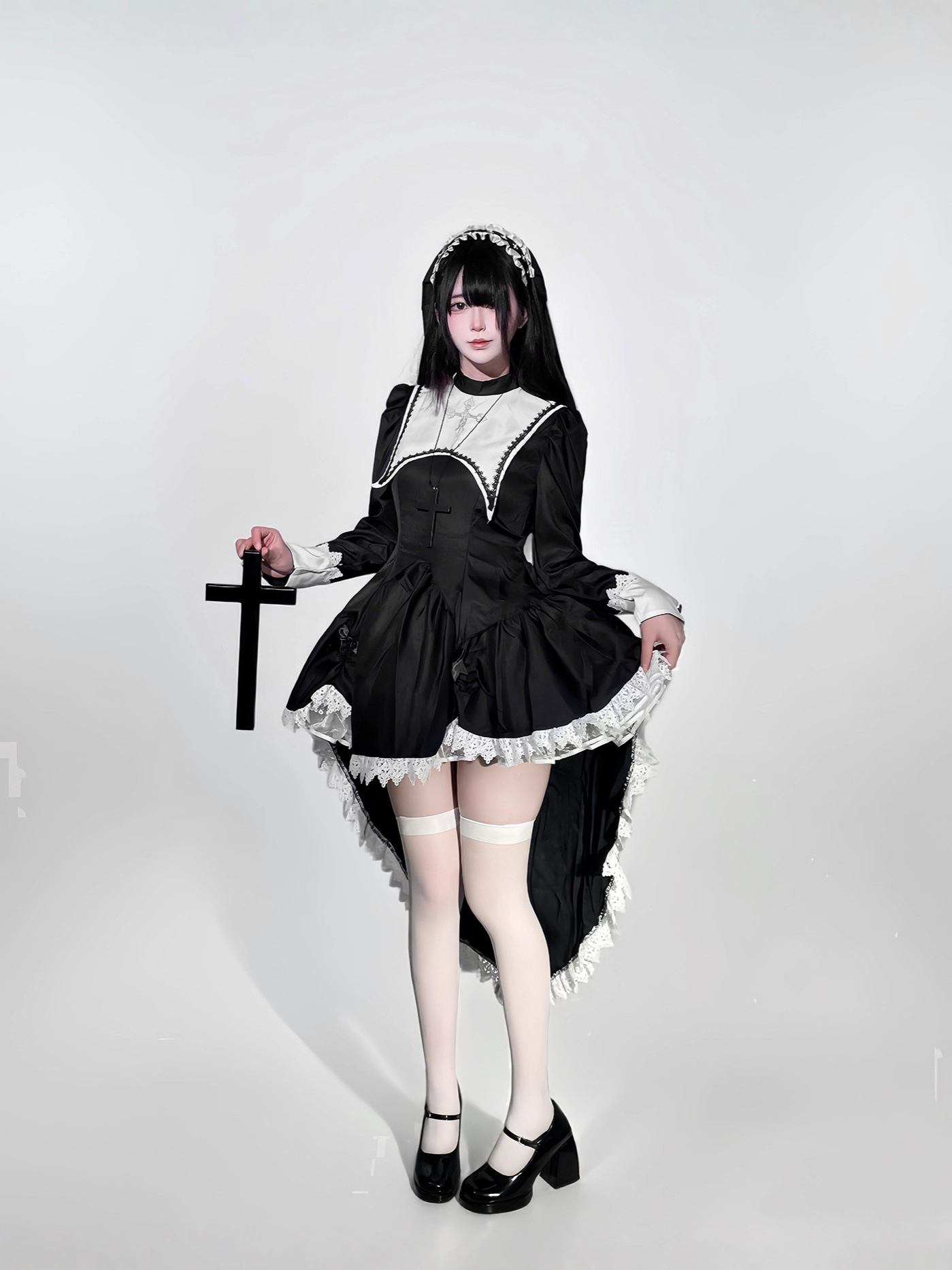 Kostium zakonnicy w stylu goty – Anime Cosplay Nun recenzja i cena